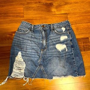 Ripped Denim Skirt